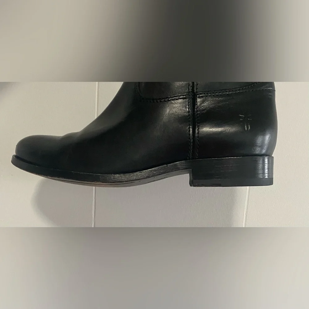Frye Melissa Size 7.5 Black Knee High Leather Riding Boots Excellent Condition